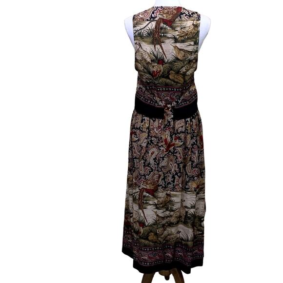 Vintage 80s pheasant/paisley maxi skirt/vest, art teacher, fall festival, folksy - Picture 3 of 8